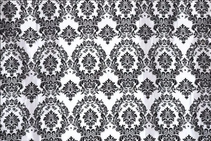 10 Yards Black White Flocking Damask Taffeta Velvet  Fabric 58" Flocked Decor"