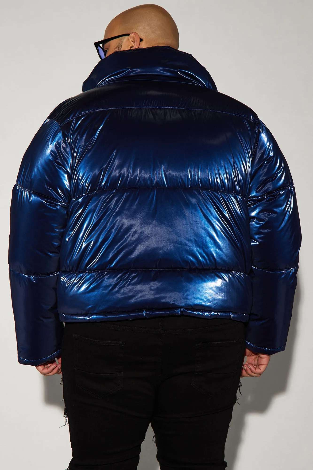 Adrian Nylon Cropped Puffer - Navy