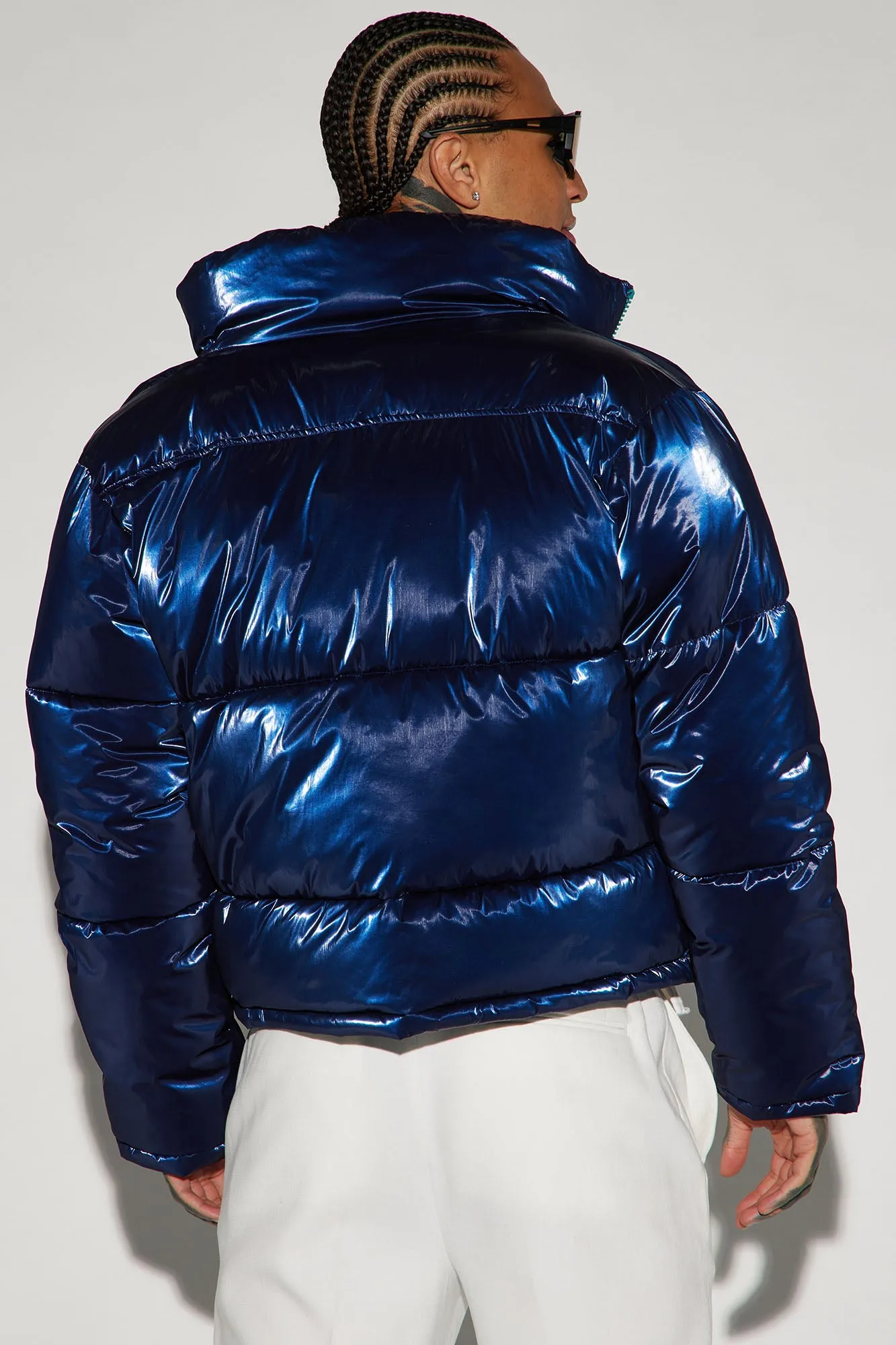 Adrian Nylon Cropped Puffer - Navy