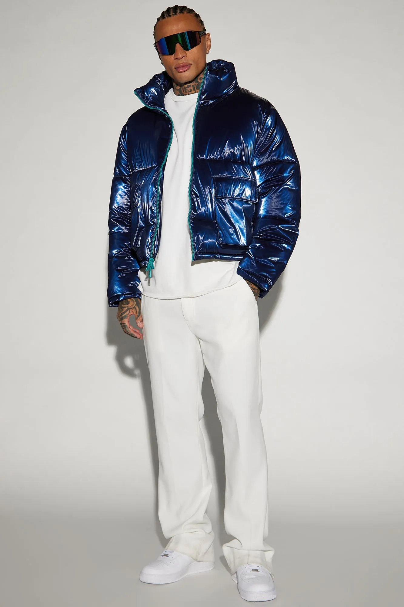 Adrian Nylon Cropped Puffer - Navy