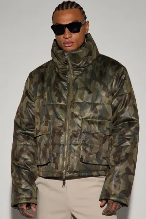 Alan Camouflage Cropped Puffer - Camouflage