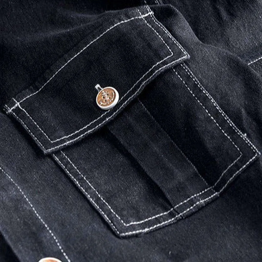 Back embroidery men denim overall