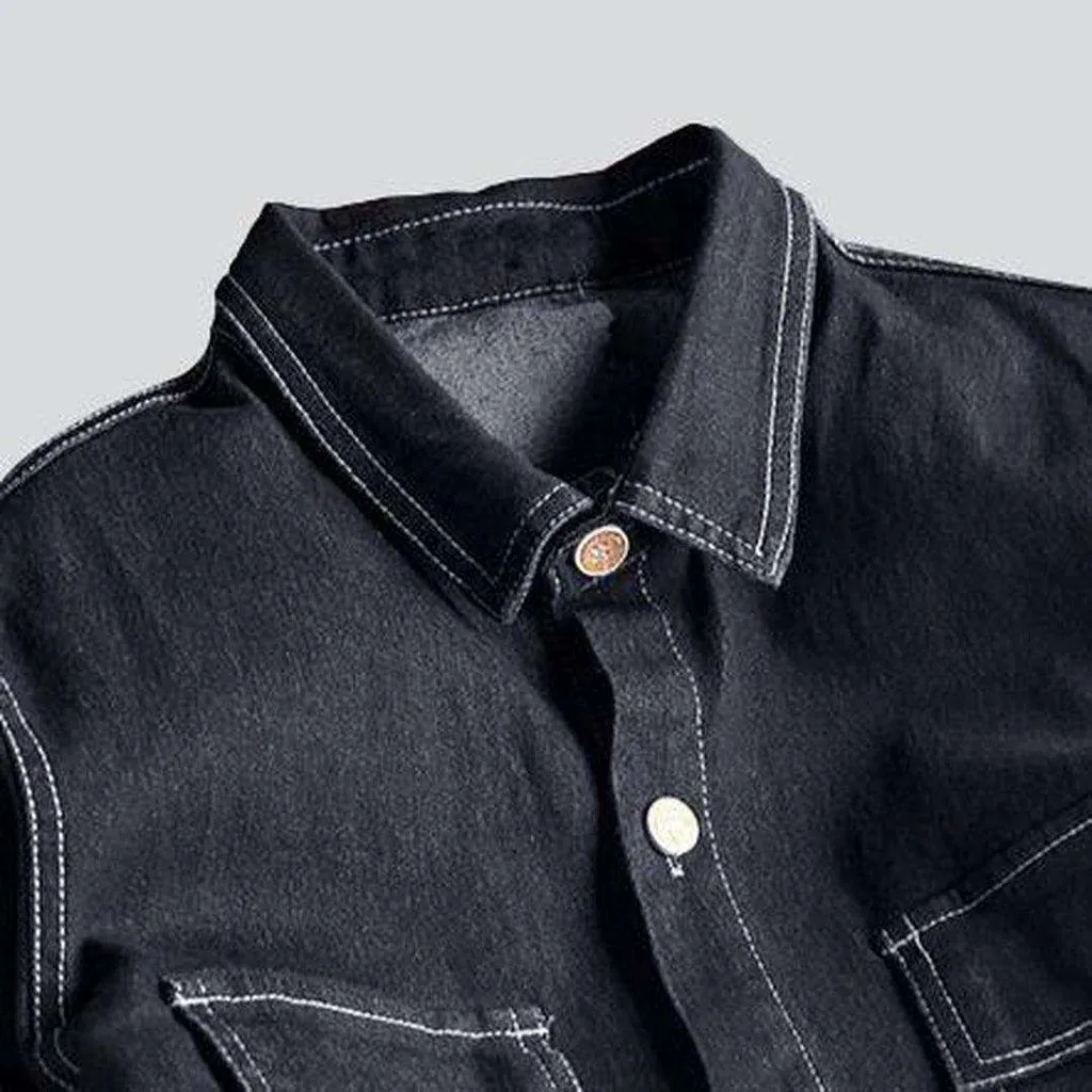 Back embroidery men denim overall