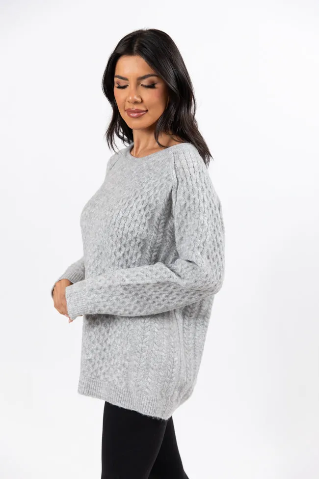 Cable Knit Cuddles Grey Oversized Crew Neck Sweater Amber Massey X Pink Lily SALE