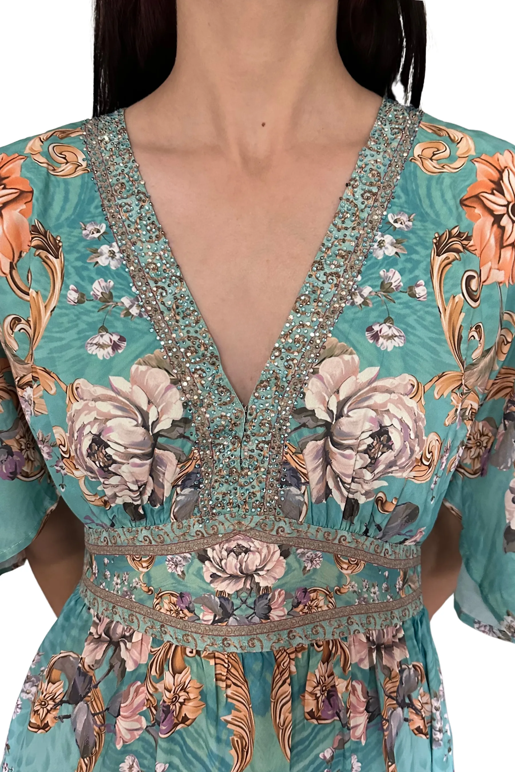 Celia Embellished V Neck Dress - Gems by Lorraine Designs