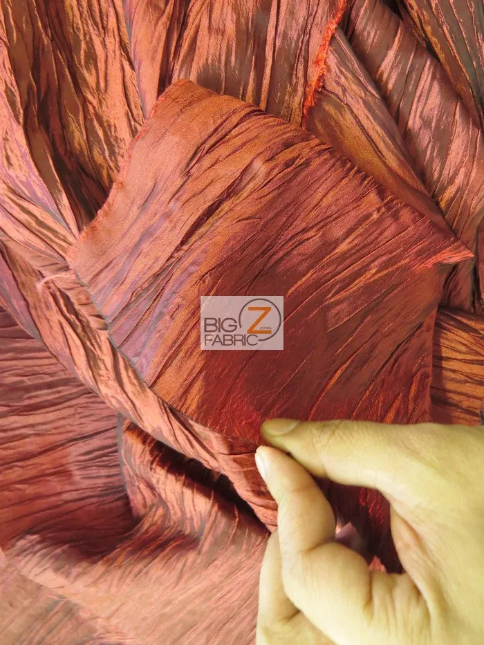Crushed Taffeta Fabric / Coral / Sold By The Yard