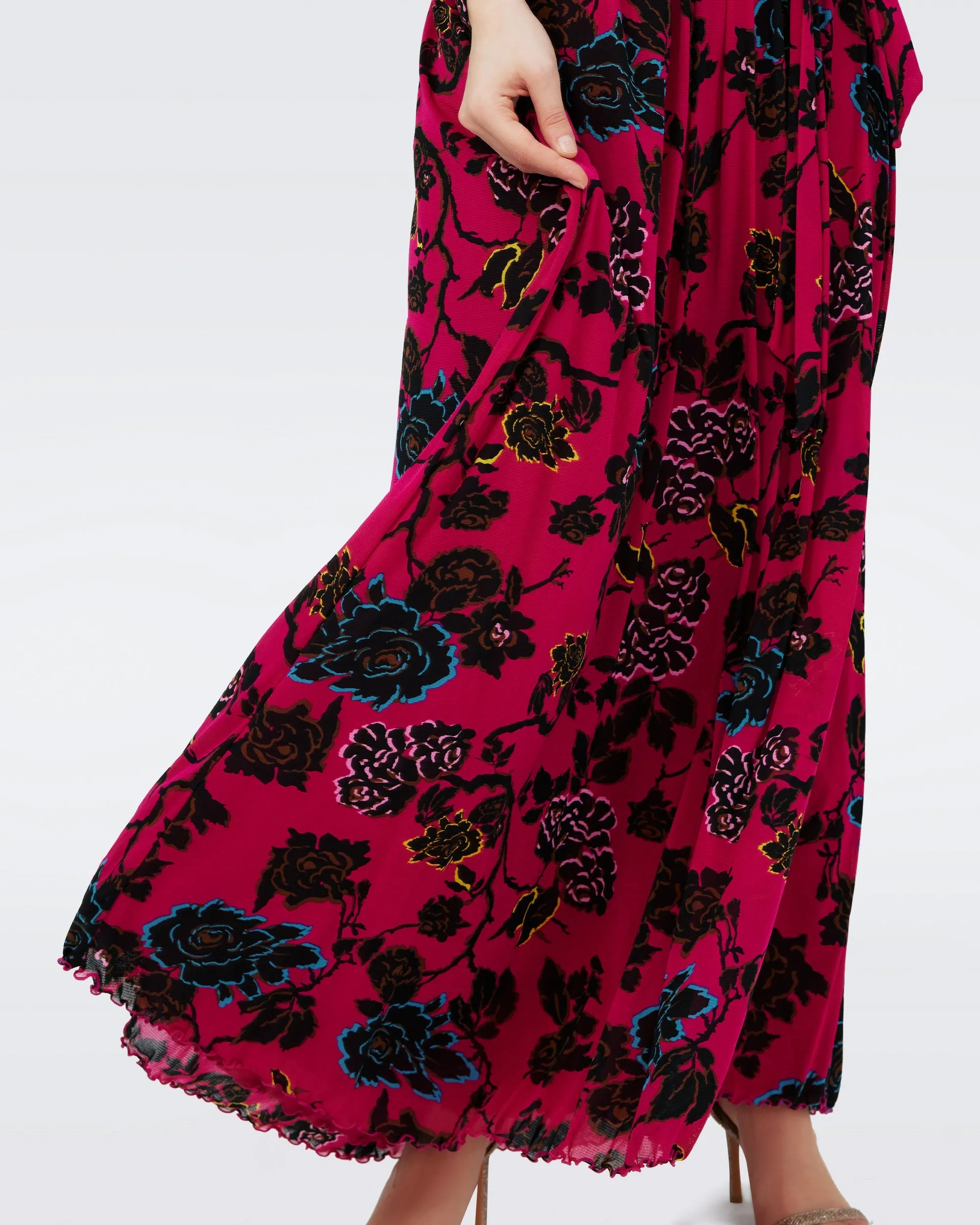 Dvf Anne Dress In China Vine Poison Pink Lg