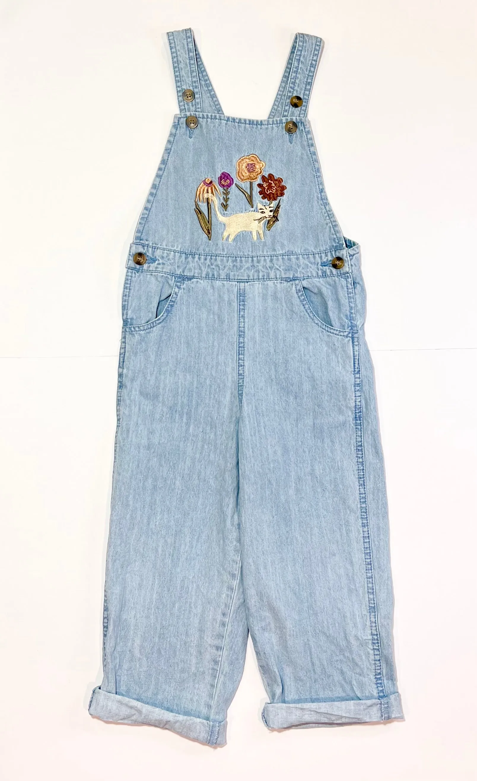 Embroidered denim overalls - Size 4