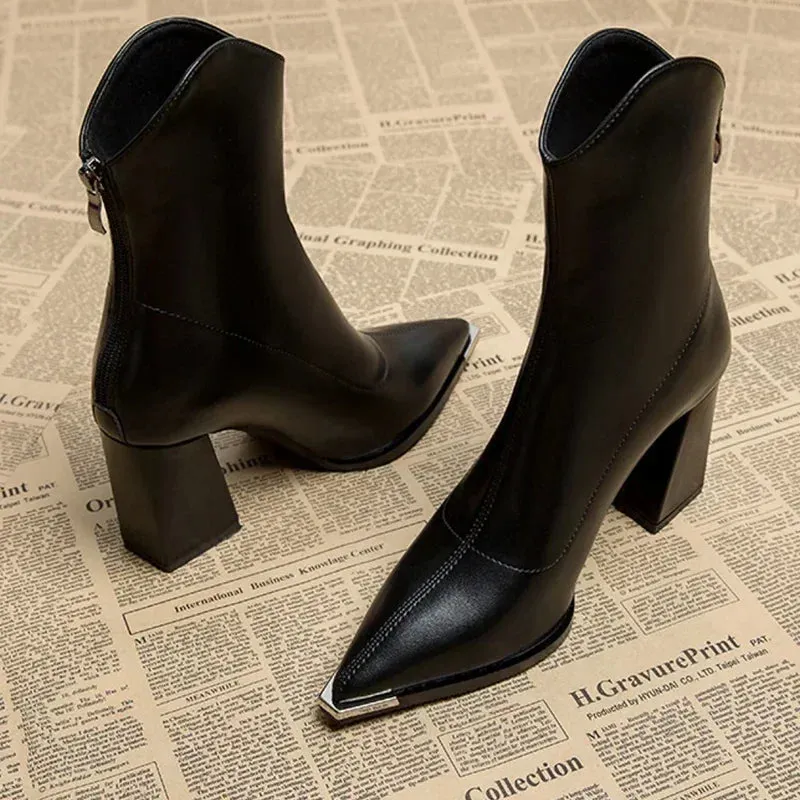 Felice - Sleek Pointed Toe Ankle Boots