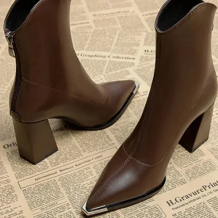 Felice - Sleek Pointed Toe Ankle Boots