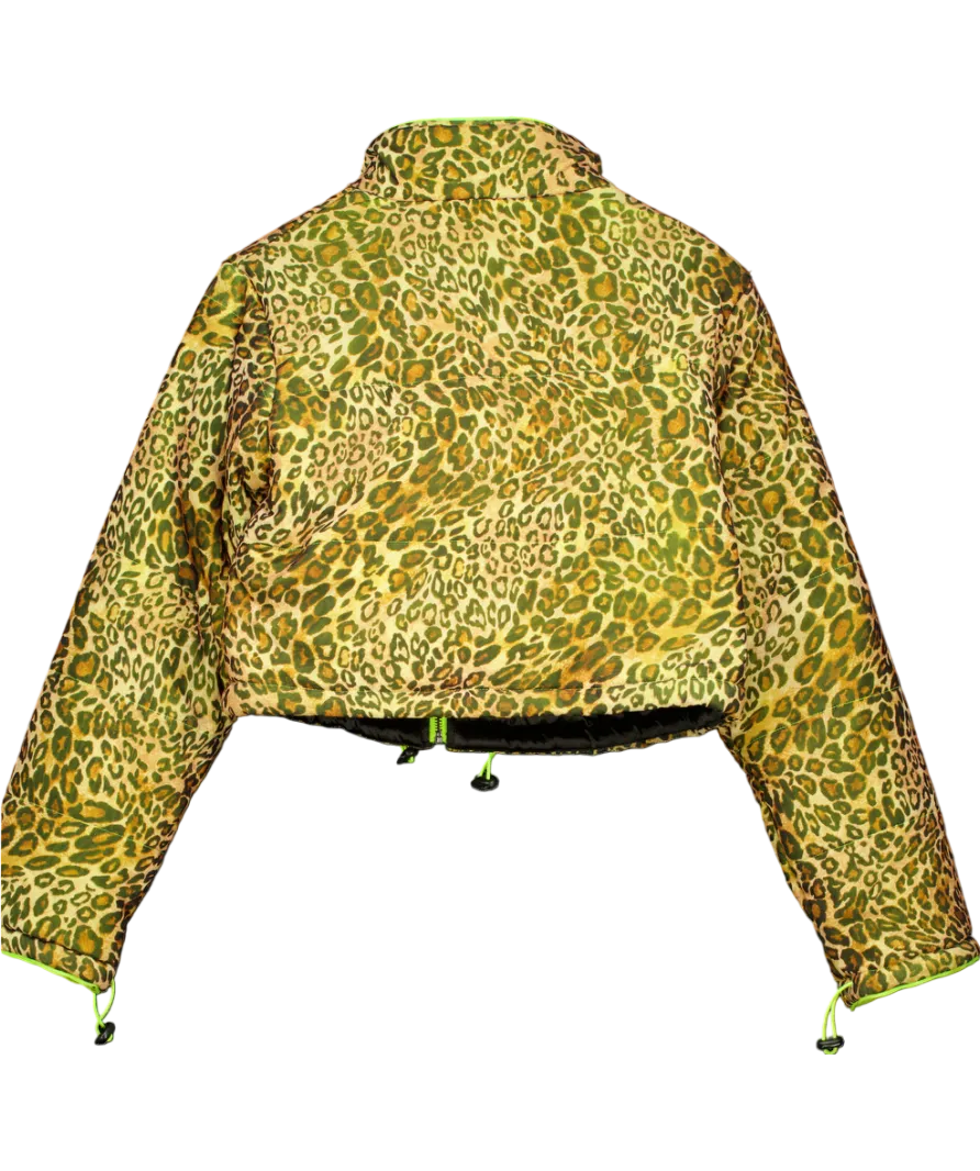 I.AM.GIA Brown Cropped Leopard Puffer Jacket UK M