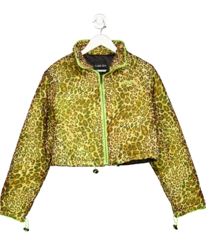 I.AM.GIA Brown Cropped Leopard Puffer Jacket UK M