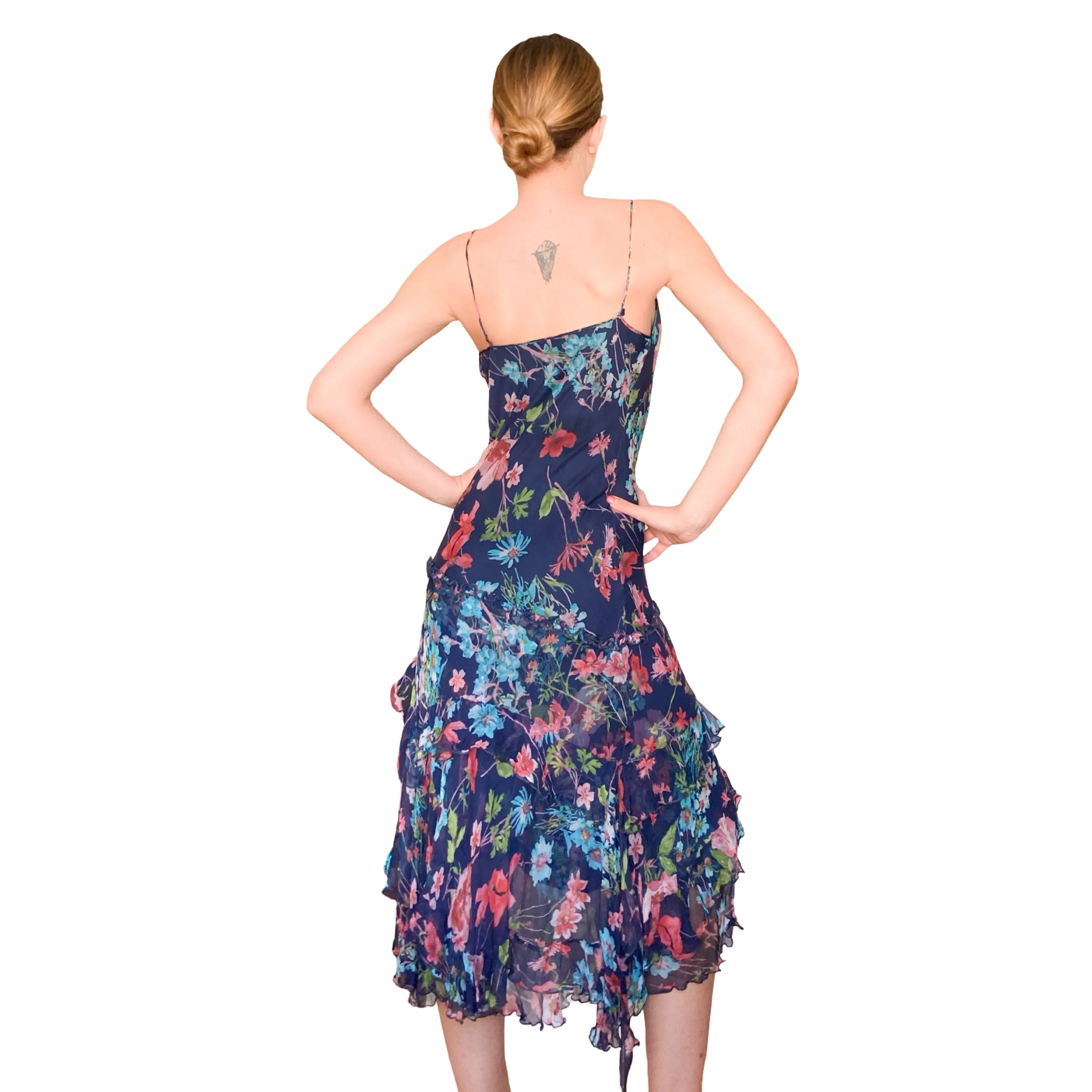 Italian Designer 2000's navy floral maxi dress