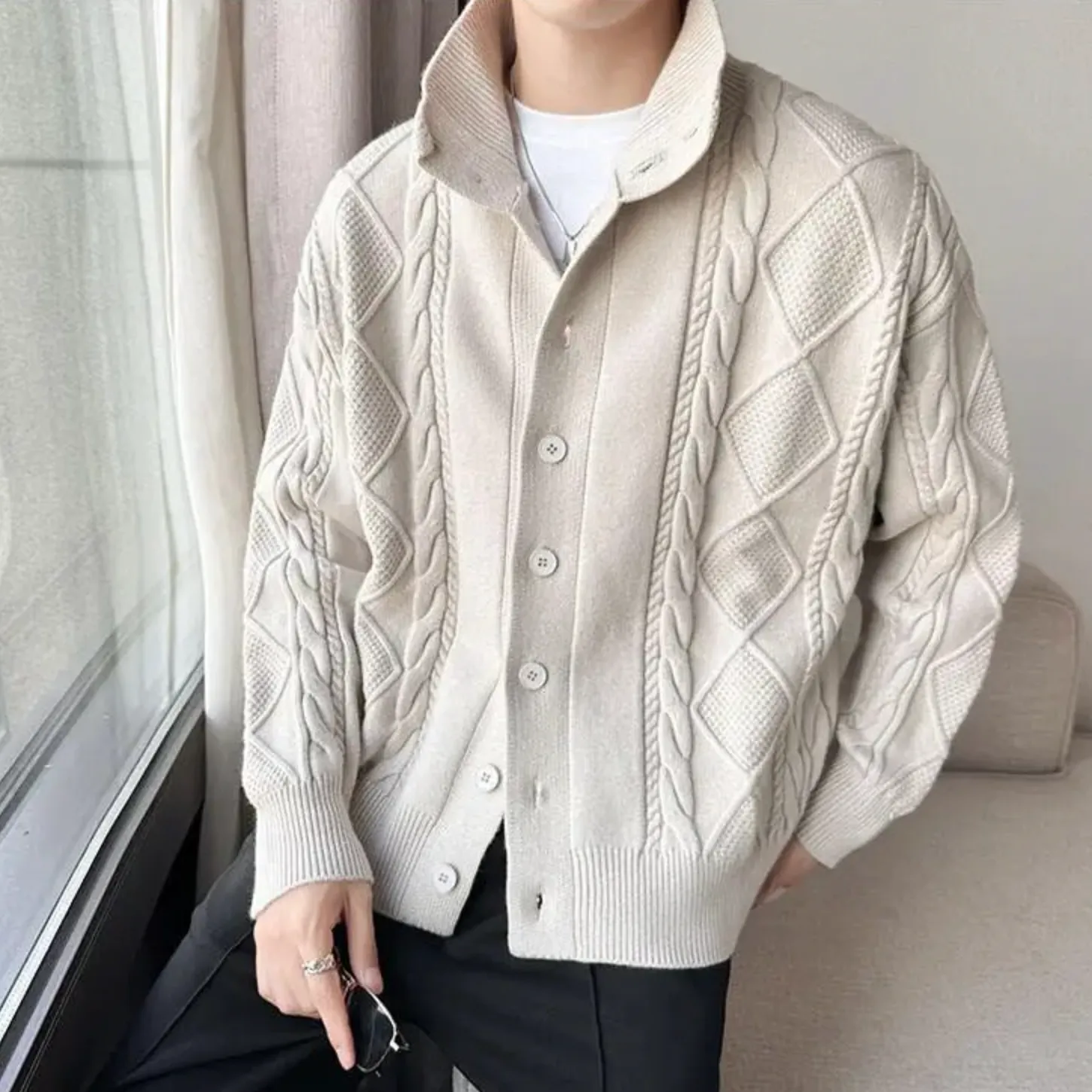 [Korean Style] 3 Colors Wool Knitted Cardigan Sweaters