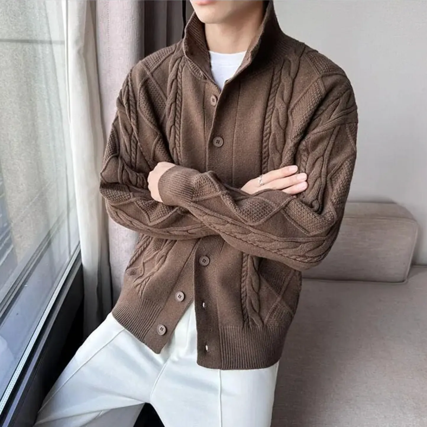 [Korean Style] 3 Colors Wool Knitted Cardigan Sweaters
