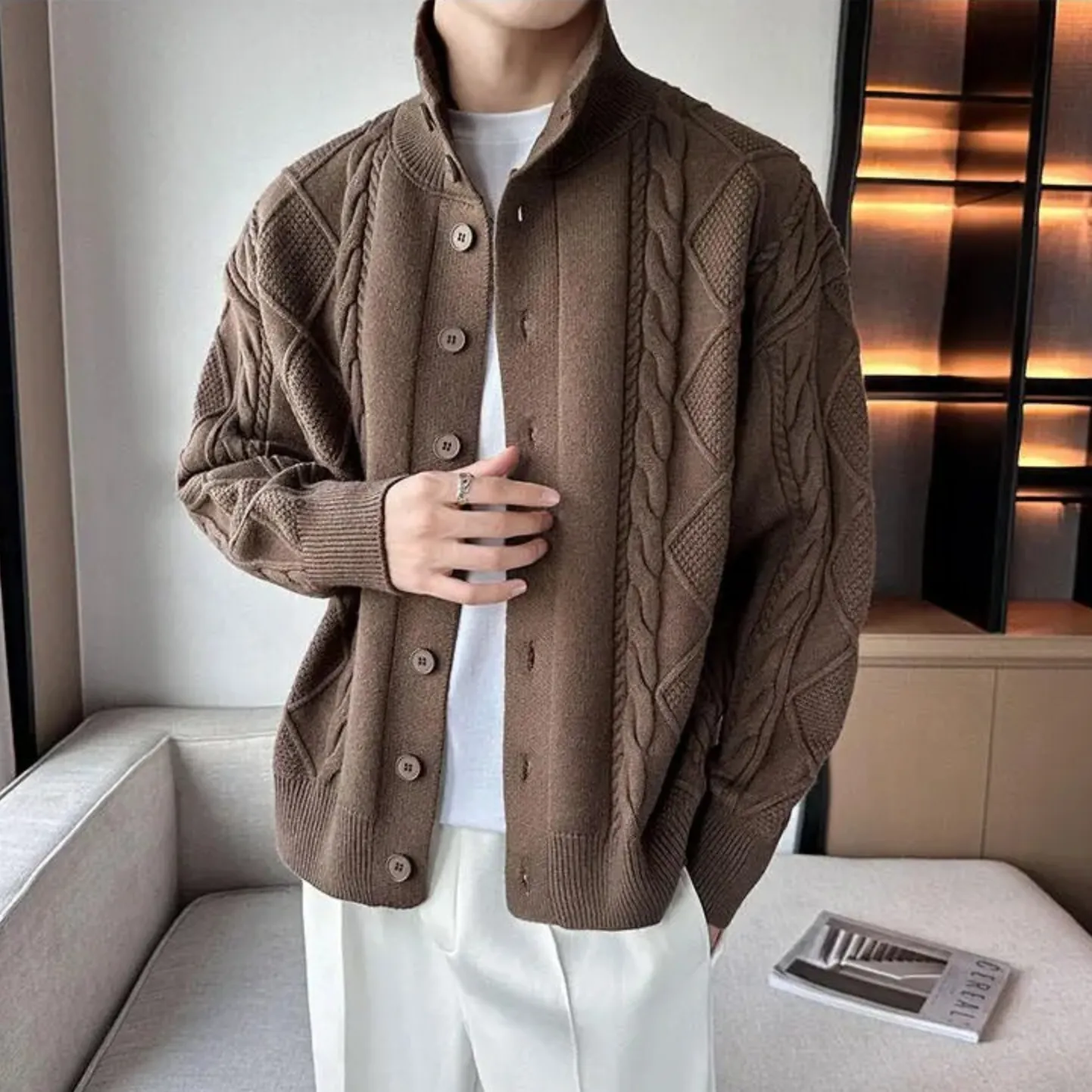 [Korean Style] 3 Colors Wool Knitted Cardigan Sweaters