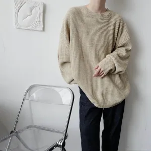 [Korean Style] Khaki/Grey Loose Wool Sweaters