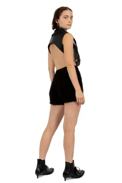 Macrame Cropped Faux Leather Vest