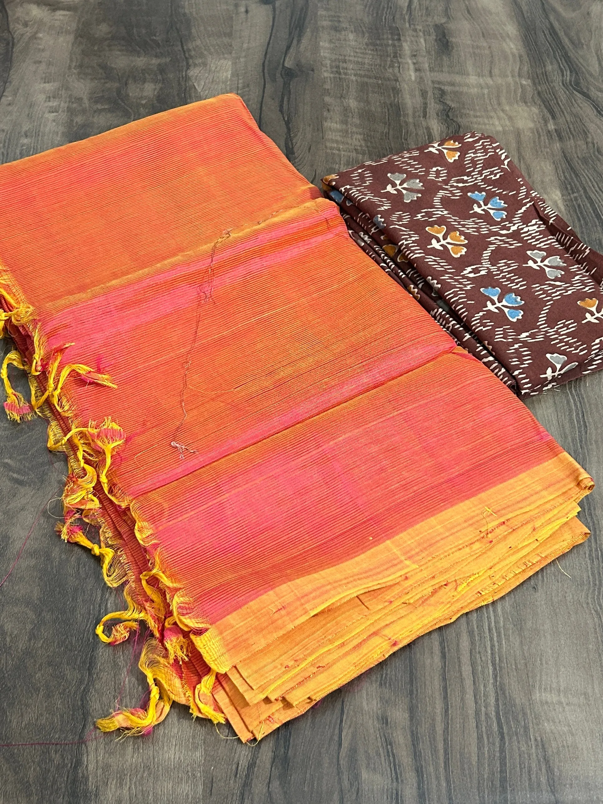 Mangalgiri Silk Cotton Saree with 2 Blouses #