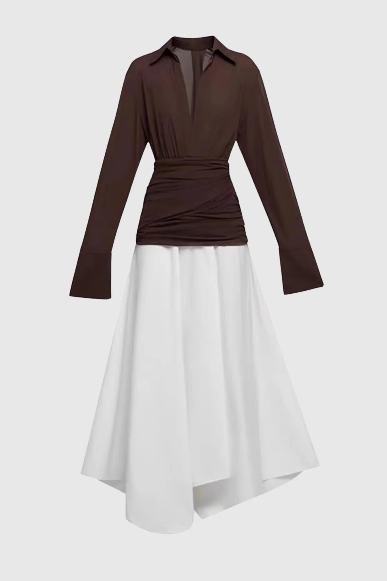 Mirzana Waist-cinched Draped Maxi Shirt Dress