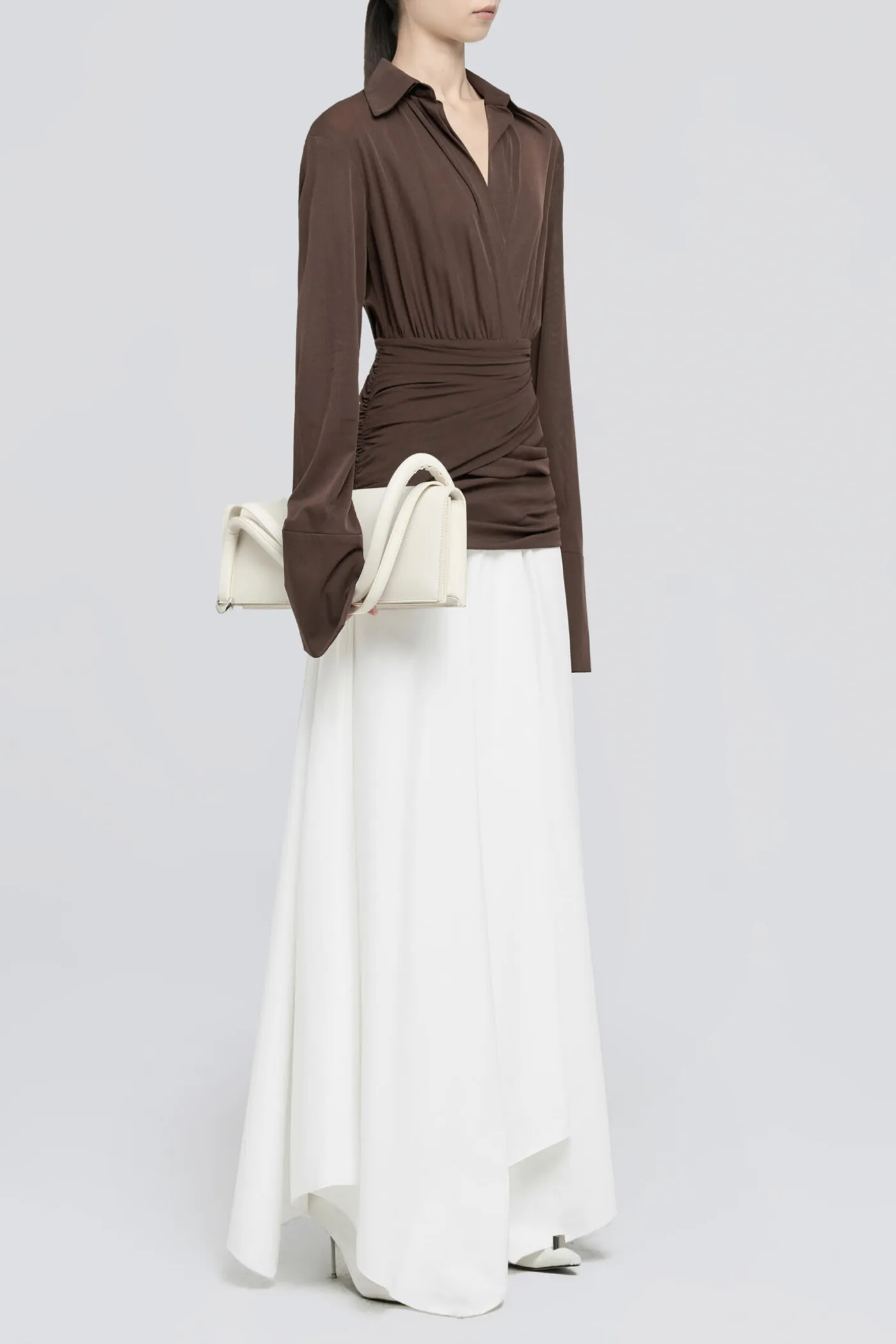 Mirzana Waist-cinched Draped Maxi Shirt Dress