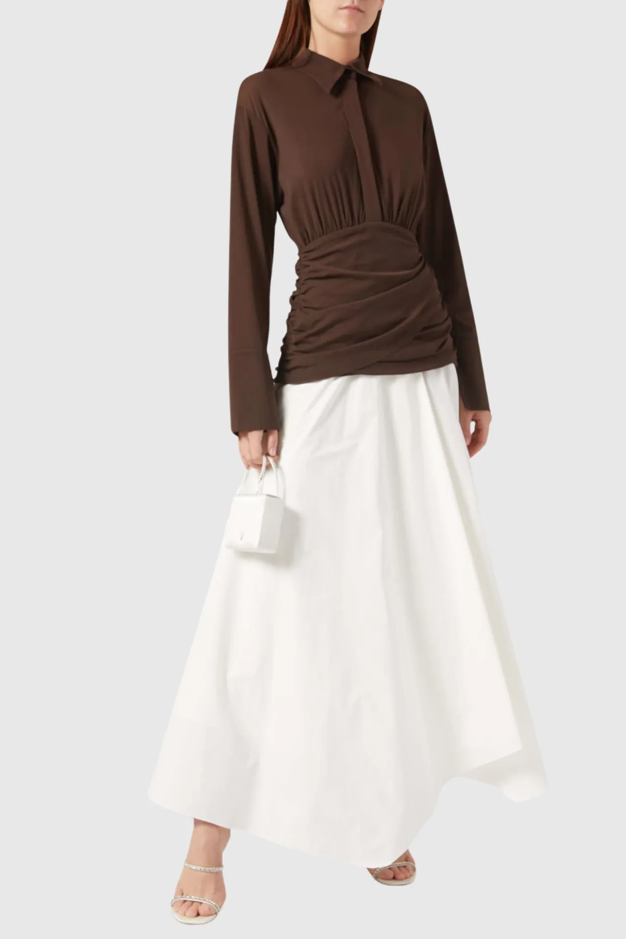 Mirzana Waist-cinched Draped Maxi Shirt Dress