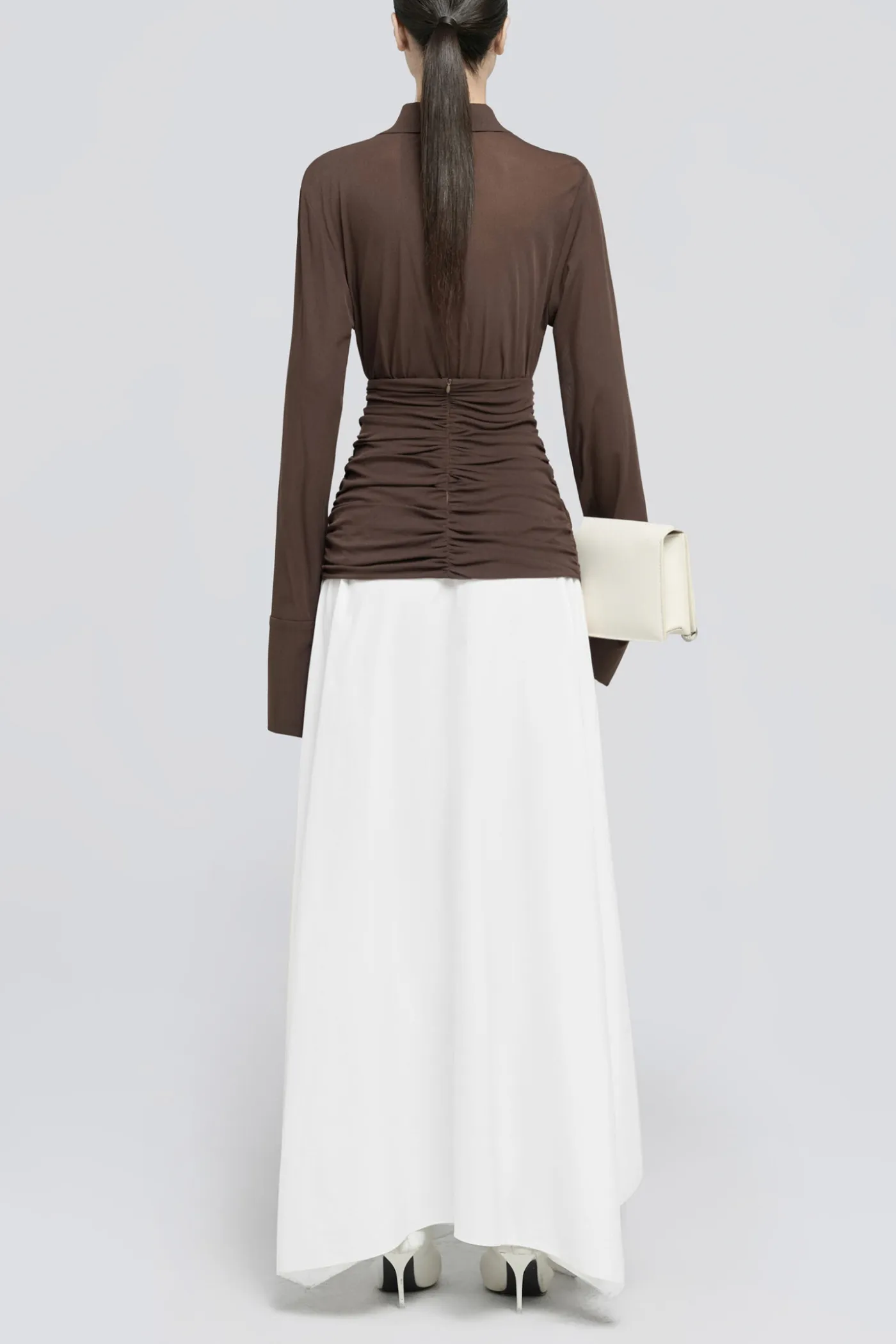 Mirzana Waist-cinched Draped Maxi Shirt Dress
