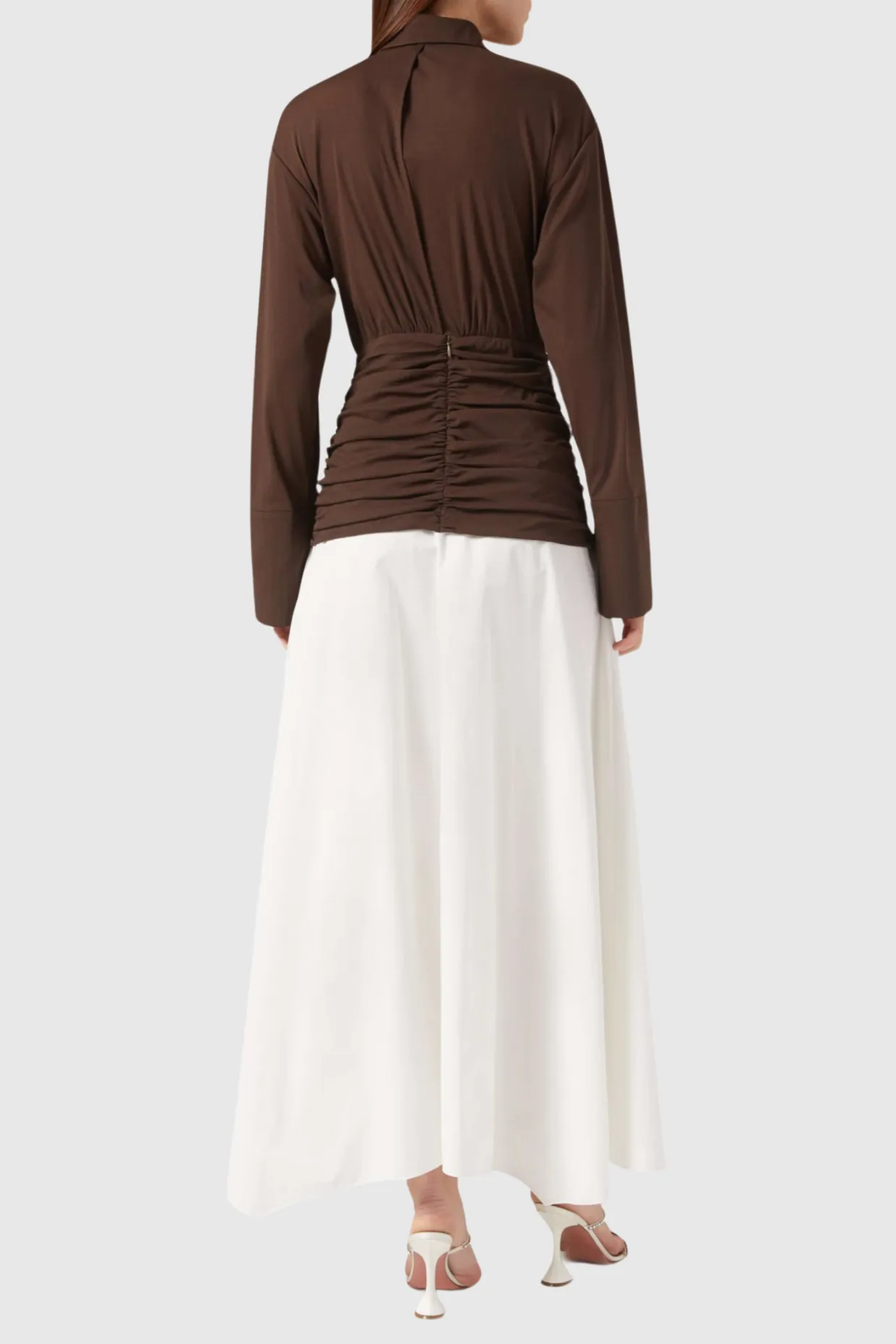 Mirzana Waist-cinched Draped Maxi Shirt Dress