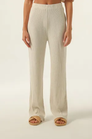 NUDE LUCY LOUNGE RIBBED PANT - CREAM MARLE