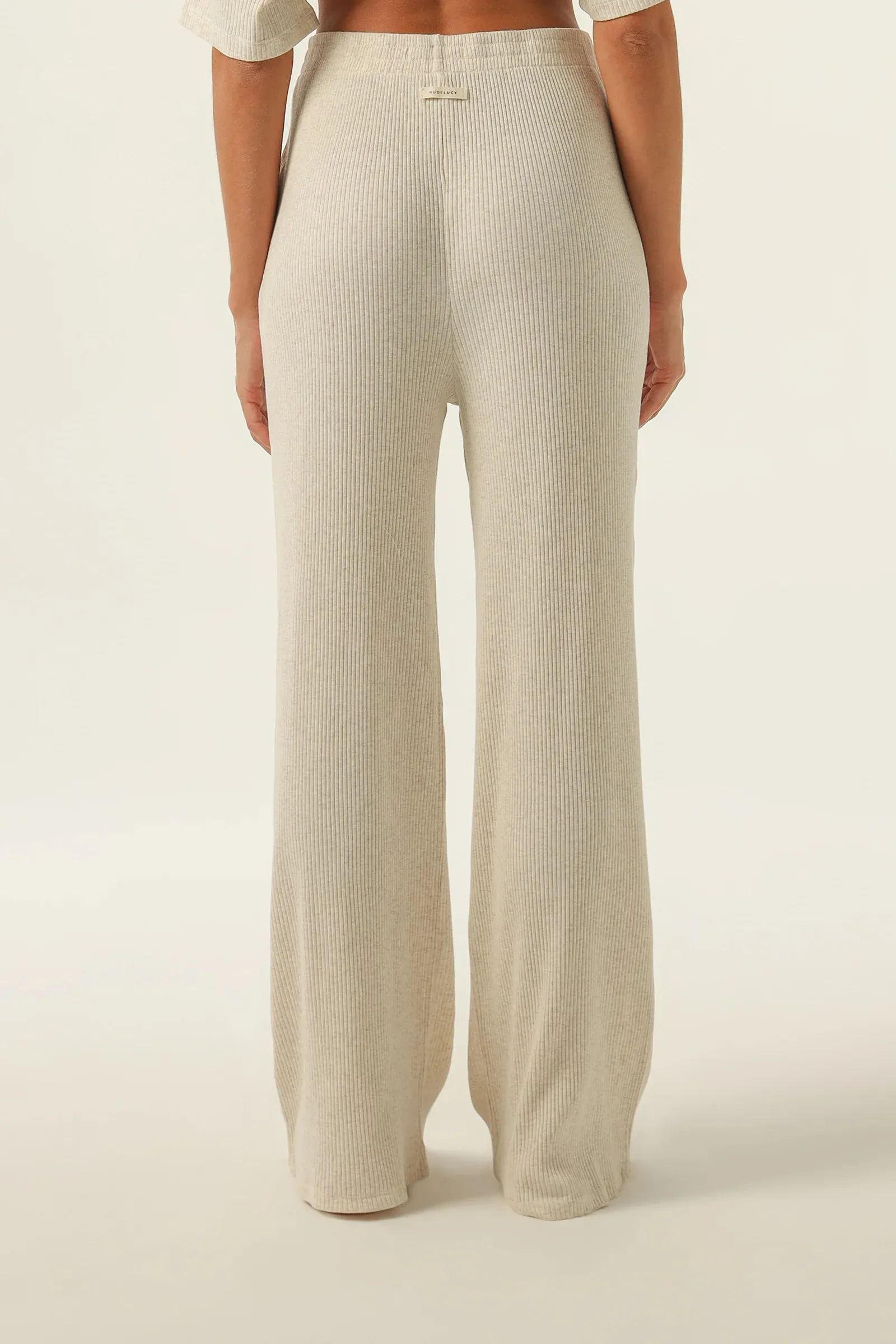 NUDE LUCY LOUNGE RIBBED PANT - CREAM MARLE