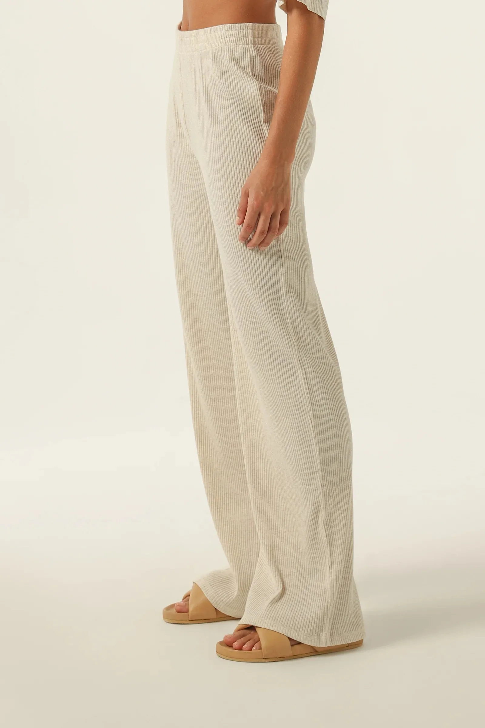 NUDE LUCY LOUNGE RIBBED PANT - CREAM MARLE