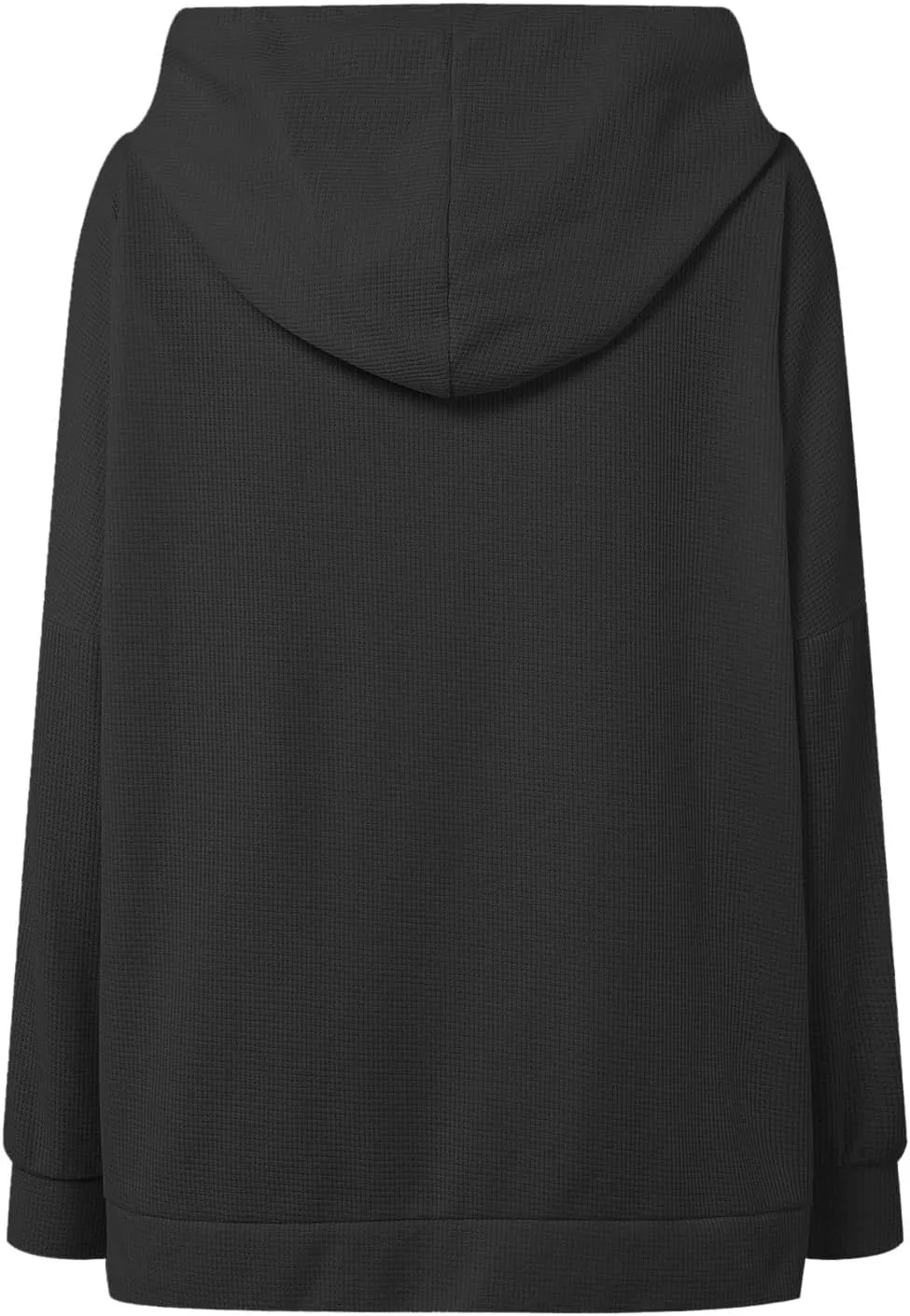 Oversized Hoodies for Women Waffle Knit Casual Long Sleeve Drawstring Side Slit Pullover Sweatshirt with Pocket