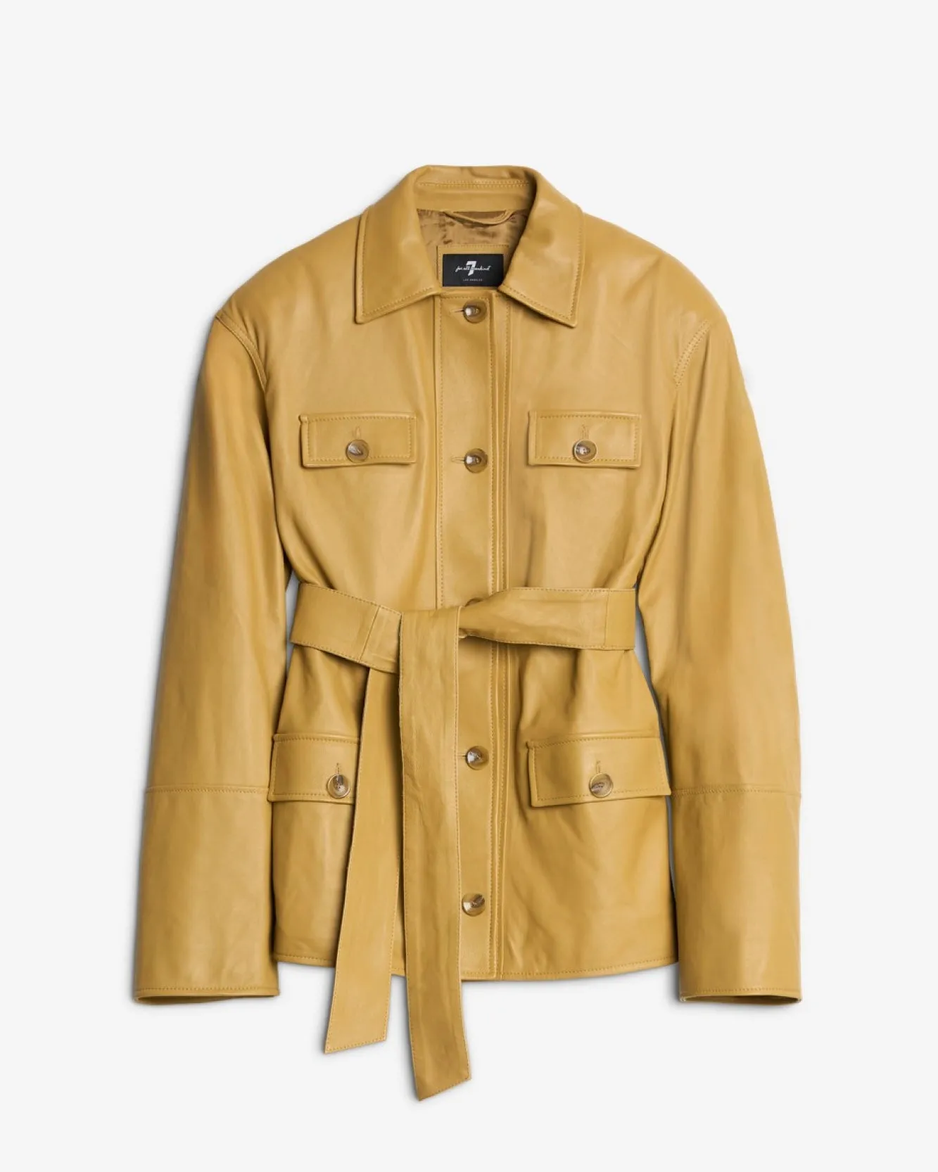 Sahariana Leather Cropped Trench in Honey