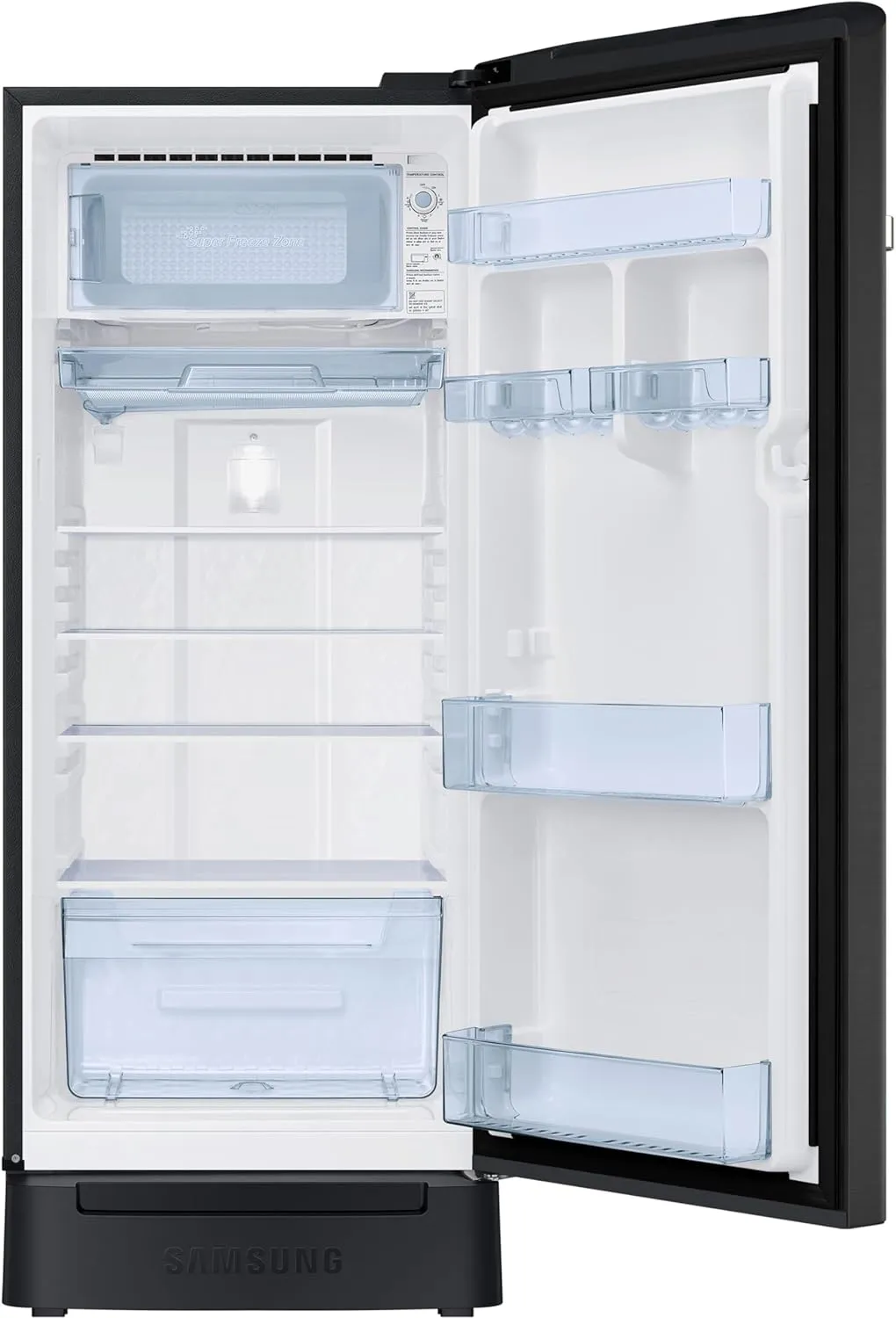 Samsung RR23D2H23BX/HL 215 L, 3 Star, Digital Inverter, Direct-Cool Single Door Refrigerator ( Luxe Black, Base Stand Drawer)