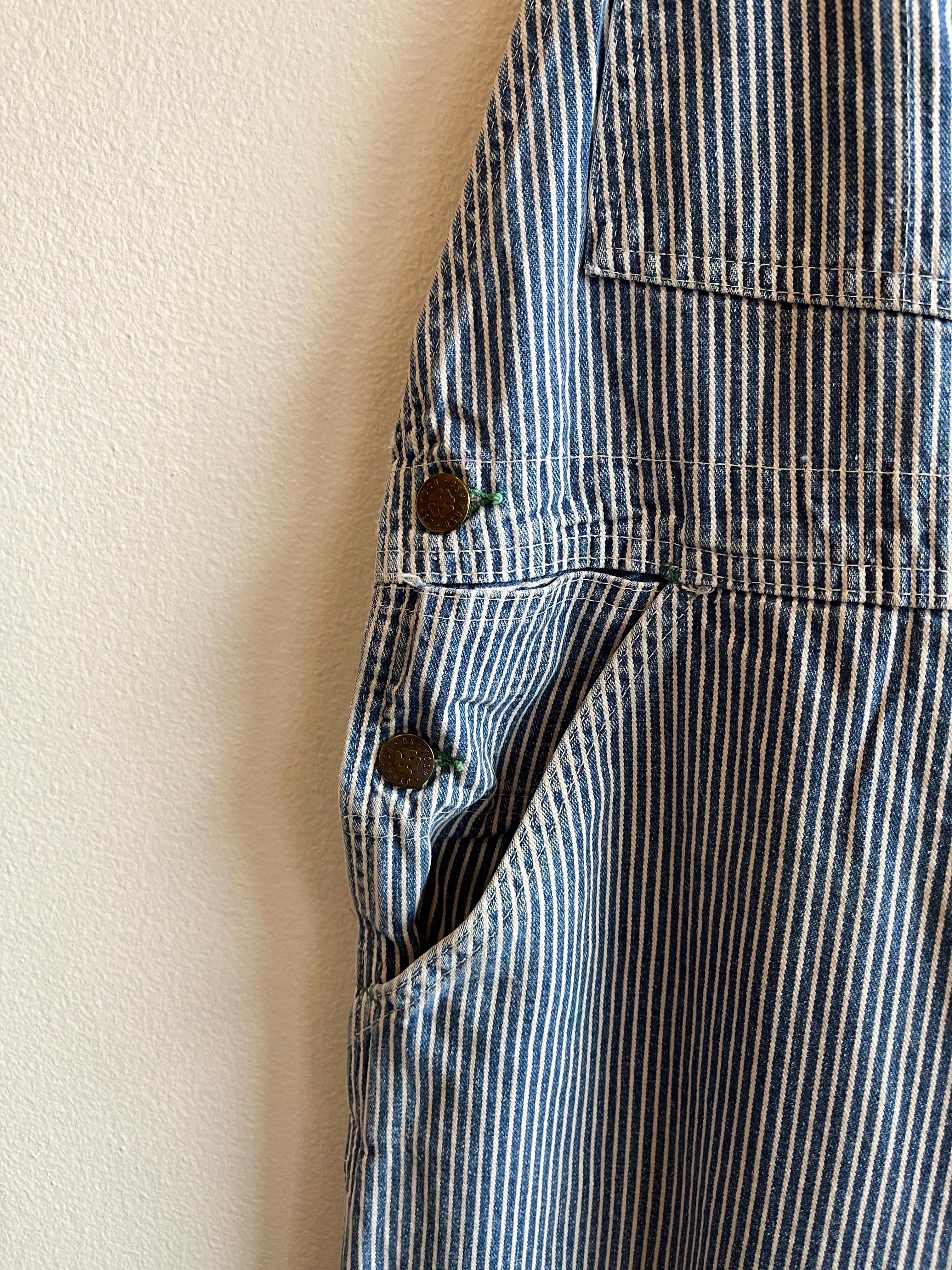Vintage 1970s Osh Kosh BGosh Hickory Stripe Denim Overalls