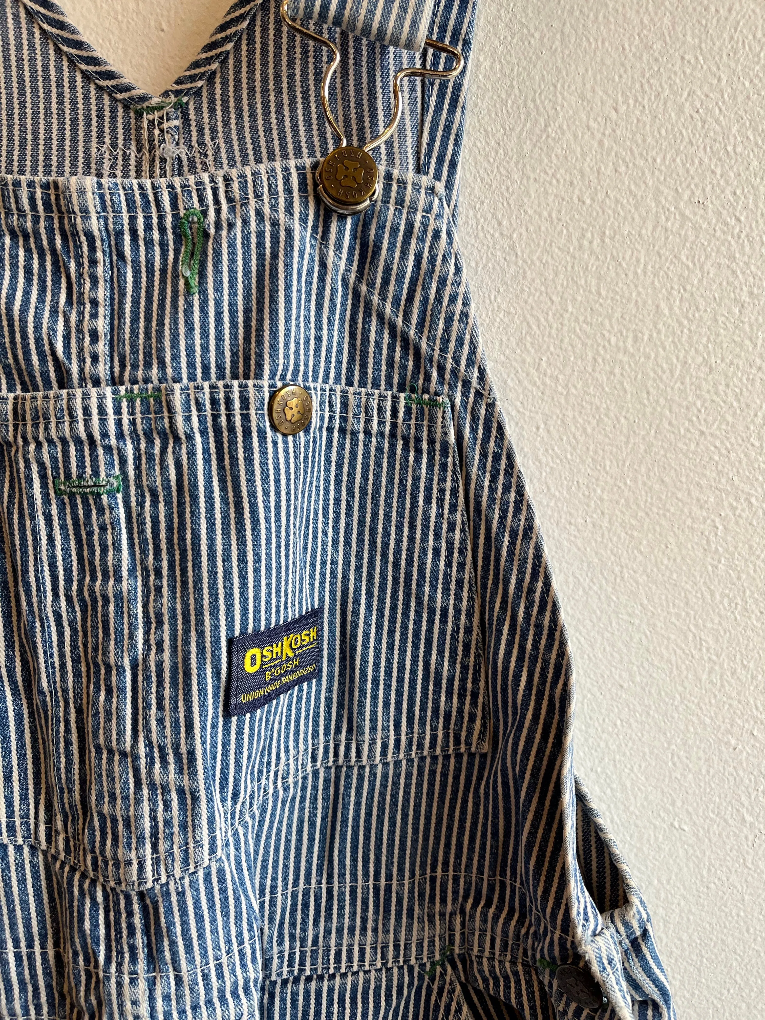 Vintage 1970s Osh Kosh BGosh Hickory Stripe Denim Overalls