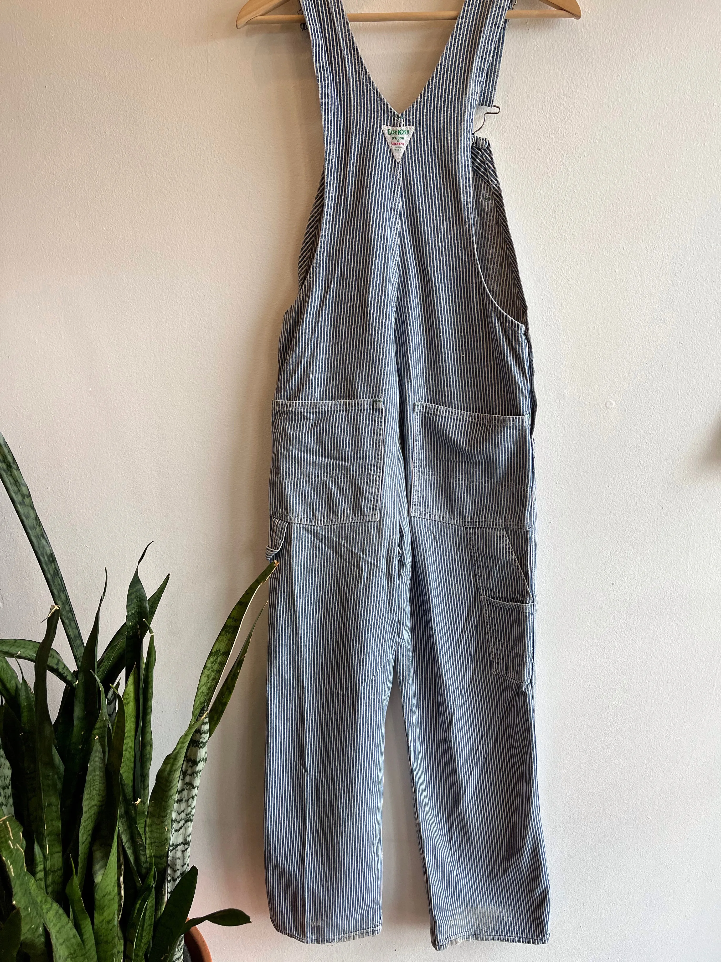 Vintage 1970s Osh Kosh BGosh Hickory Stripe Denim Overalls