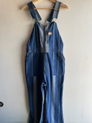 Vintage 1970s Osh Kosh Striped Denim Low-Back Overalls