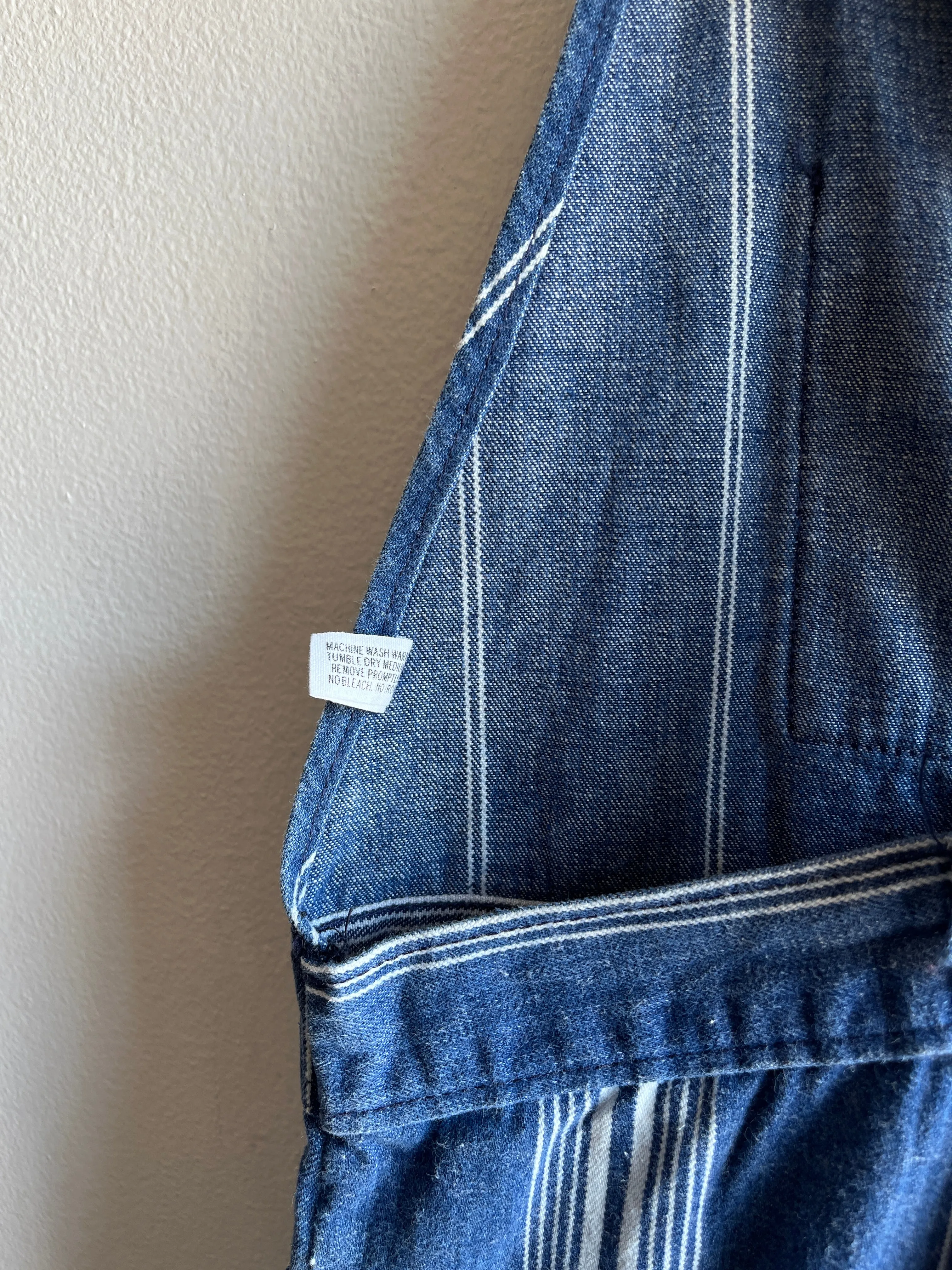 Vintage 1970s Osh Kosh Striped Denim Low-Back Overalls