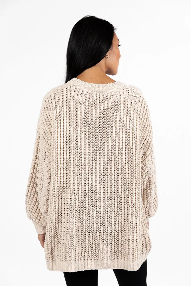 Wide Open Spaces Beige Chenille Cable Knit Oversized Sweater SALE