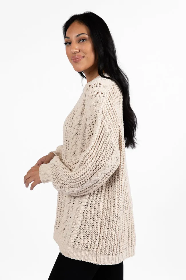 Wide Open Spaces Beige Chenille Cable Knit Oversized Sweater SALE