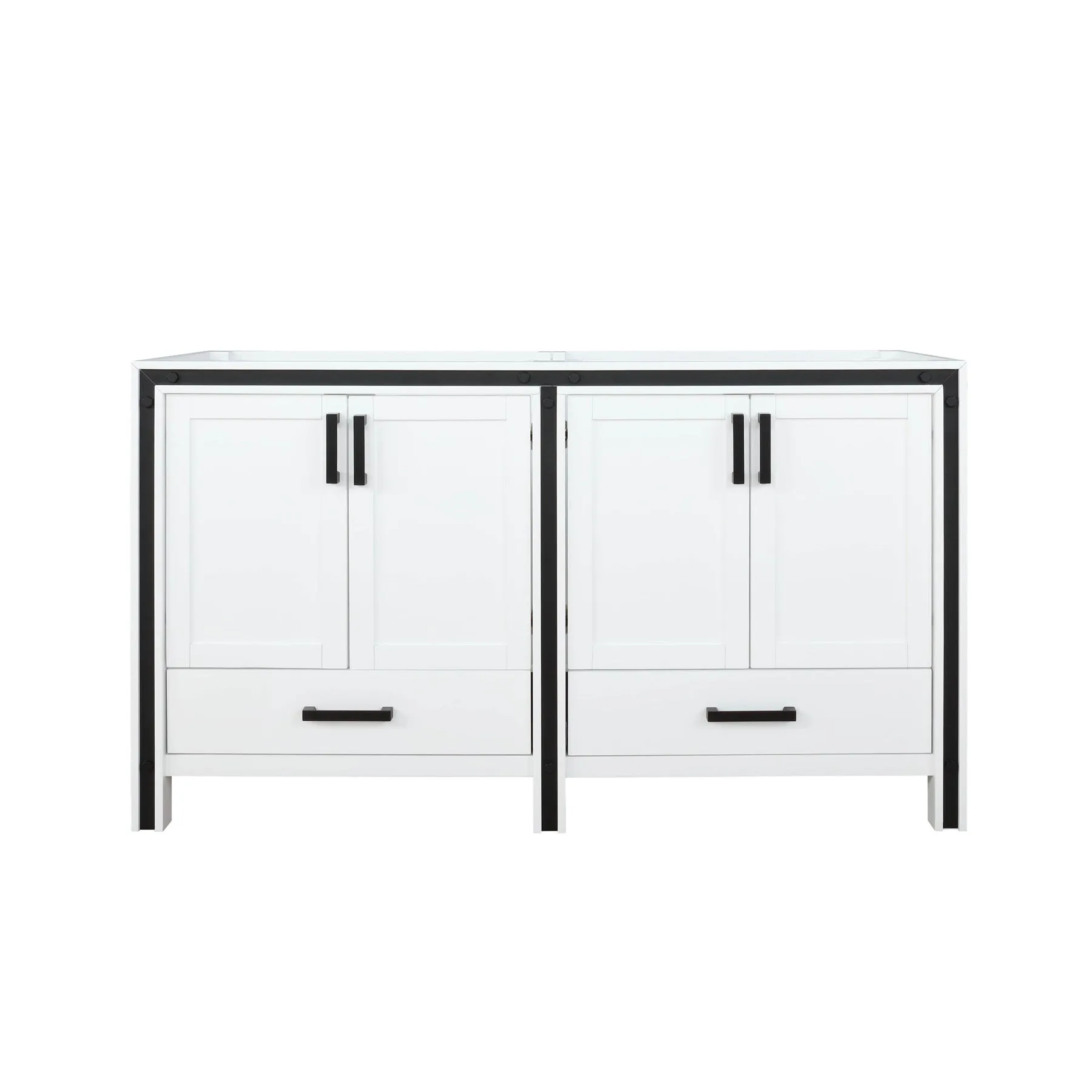 Ziva 60" White Freestanding Bathroom Vanity Cabinet Without Top & 22" Mirrors